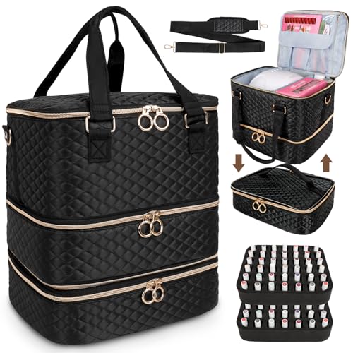 Nail Polish Organizer Bag, 3 Layers Nail Kit Organizers and Stora...