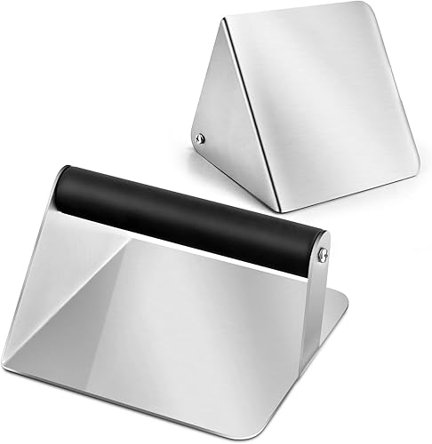 HaSteeL - Prensa para hamburguesas Smash, 2 unidades de prensa de tocino de acero inoxidable, prensa de hamburguesas con mango ABS para plancha