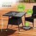 Juskys Polyrattan Gartentisch Yoro wetterfest - Balkontisch 80x80 cm eckig - Rattan Beistelltisch mit Glasplatte - Kleiner Tisch für Balkon - Schwarz