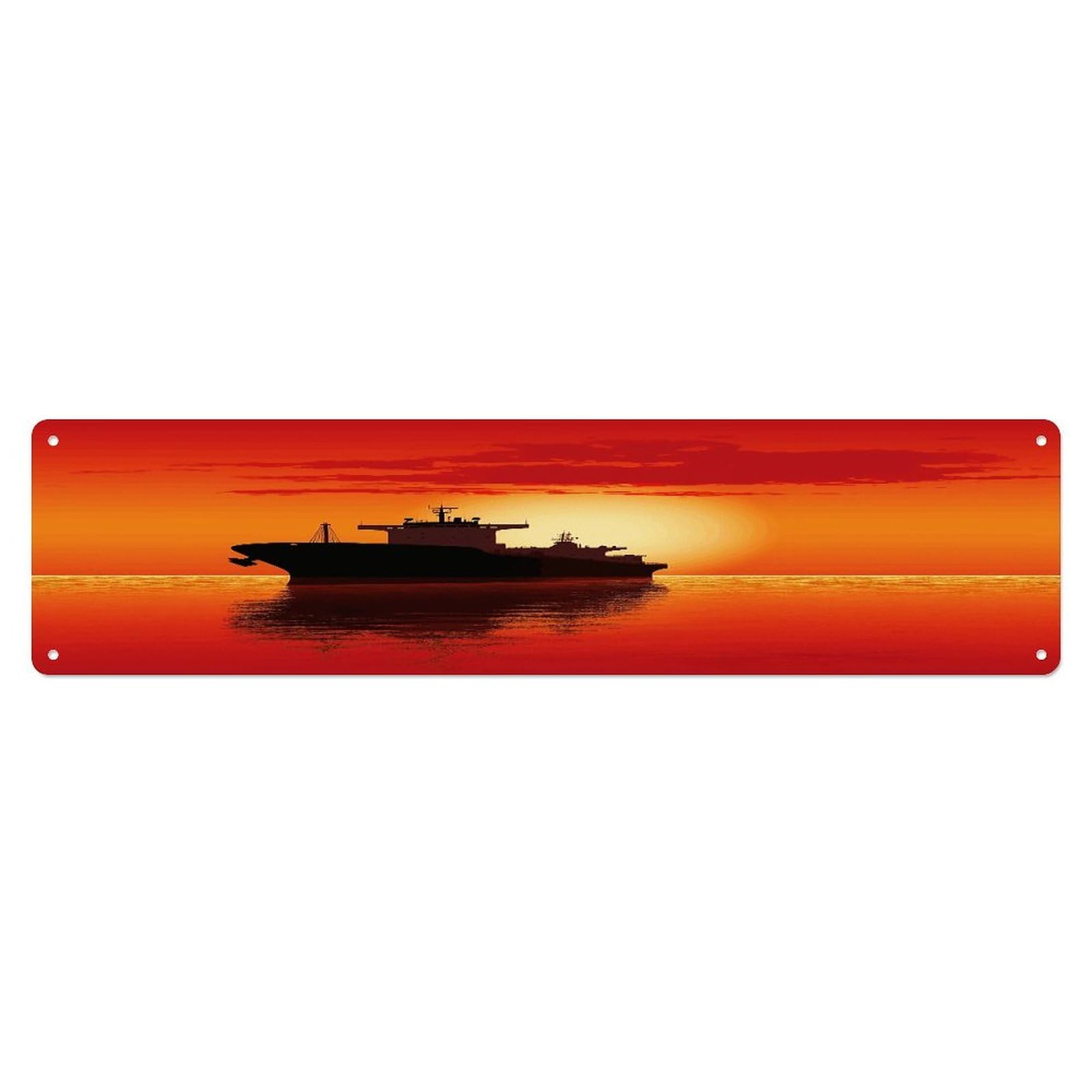 Adfgyerh Style Silhouette Of The Tanker Ship On Red Sunrise Wall Decor Aluminum Waterproof. Plaque, Practical Gift,Sign 15.7X3.9 Inch Poster,For Home, Office, Business, Garage– Indoor/Outdoor