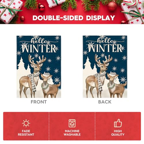 Drapeau de jardin extérieur bleu 30x45 décoratif hiver rustique