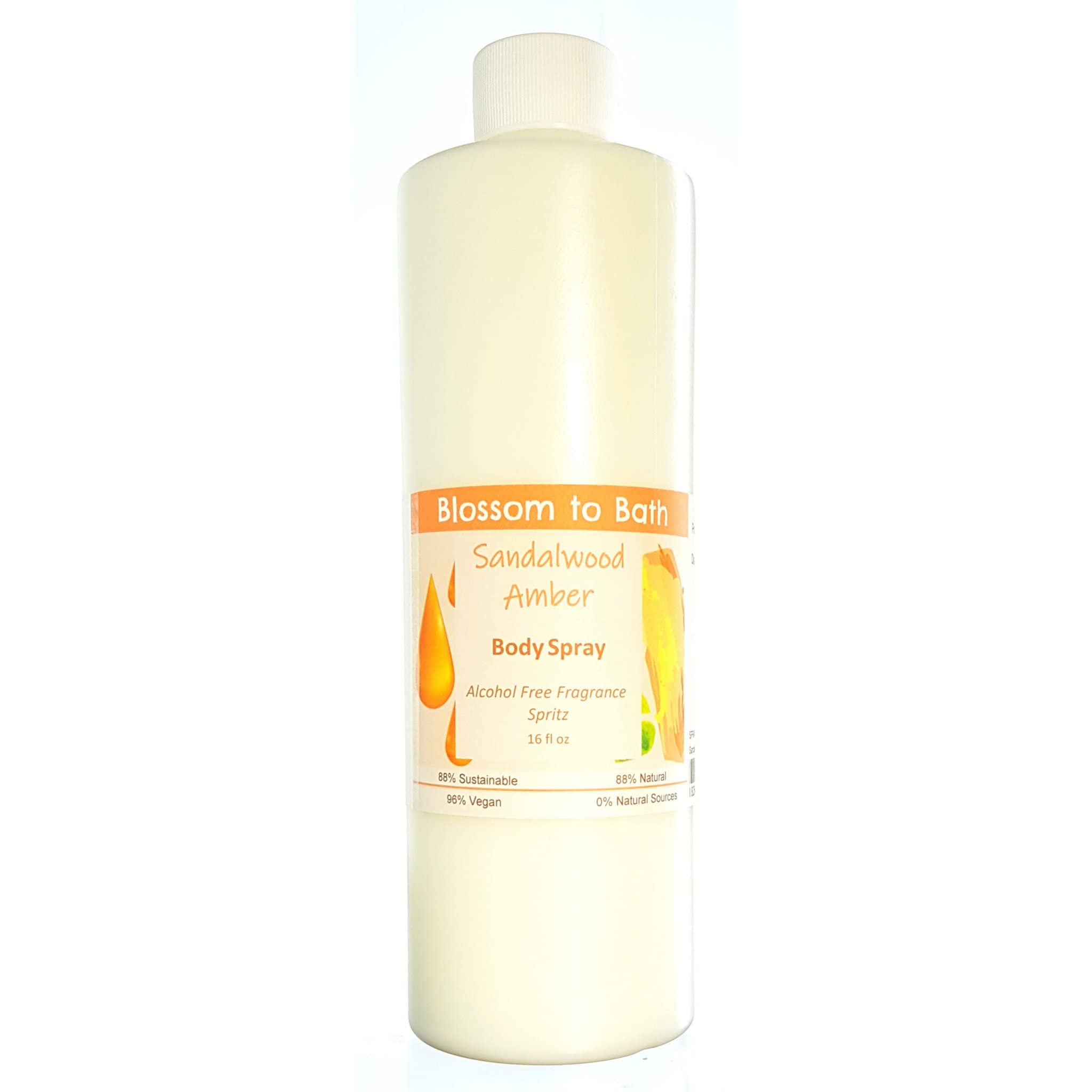 Blossom to Bath Sandalwood Amber Body Spray - 16 oz refill (16 Ounce) - Phthalate Free Fragrance - Energizes Skin with a Woodsy Warm Scent