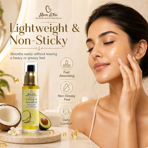 Image of Coconut & Avocado Oil for Hair Growth & Skin Care | Cold Pressed Body Massage Oil for Hair Face & Baby | Deep Moisturizing Lightweight Non Sticky Oil for Scalp & Skin | 50 ml