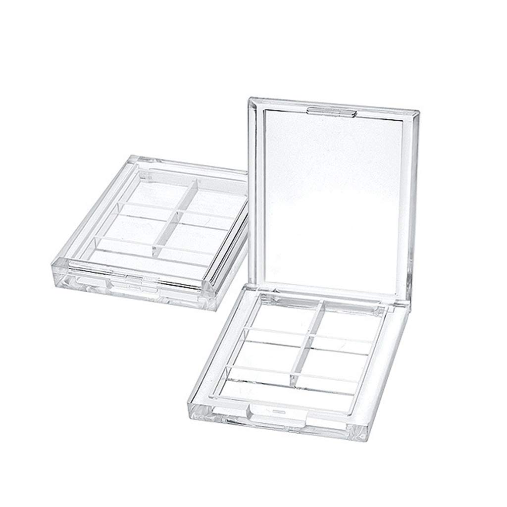 Jojobasec Clear 4 Grids Rectangular Eyeshadow Pigment Empty Container Palettes Plastic Por