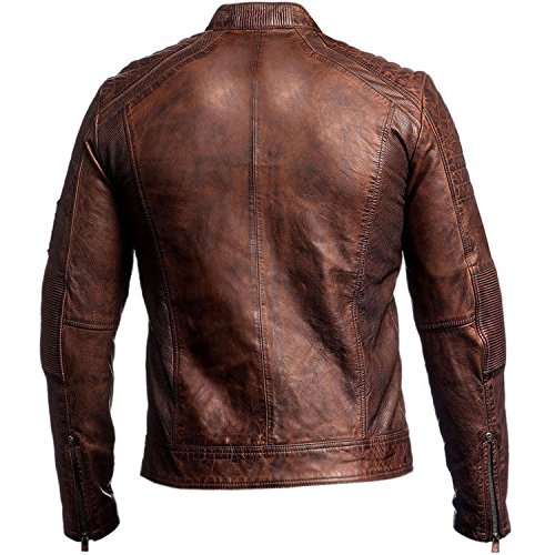 Image of Black Leather Jacket Men - Black Real Lambskin Mens Motorcycle Jacket