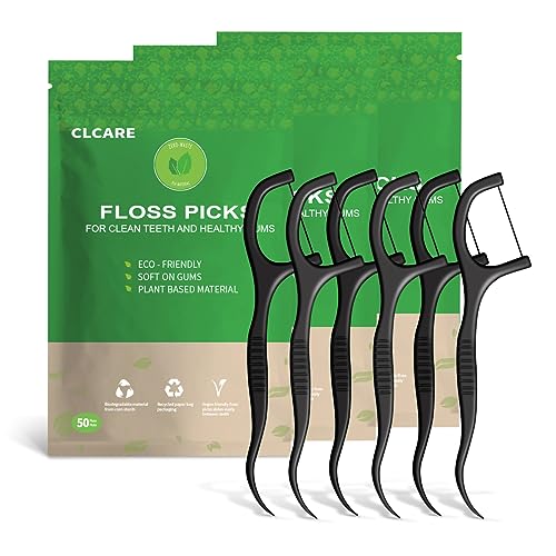 Palillos de hilo dental biodegradables, 150 unidades, mango libre de plástico natural, palillo de dientes suave en encías y dientes, hilo dental fino para adultos y niños, barra de hilo dental