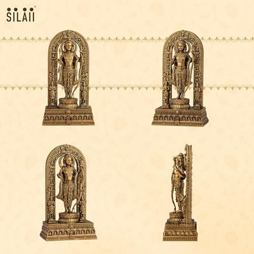 Image of SILAII Ayodhya Ram Lalla Idol 12 Inch | Shri Ram Murti for Home Pooja, Mandir | Antique Bronze & Artistically Crafted | Spiritual Decor & Religious Gift