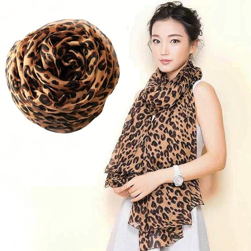 IZUS Silky-Feel Wrap-Scarf for Women Spring-Fall Leopard-Dots-Zebra Thin-Scarves Sun-proof Long-Shawl Summer 61x28 In2