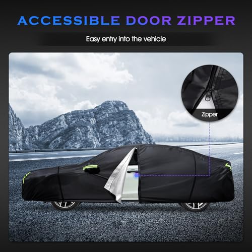 Image of Car Cover Custom Fit for Honda Civic 1991-2025,Toyota Corolla 2000-2025,6 Layers Truck Cover Waterproof All Weather for Automobiles,Outdoor Full Exterior Cover,Rain, Sun, Wind Protection,Black
