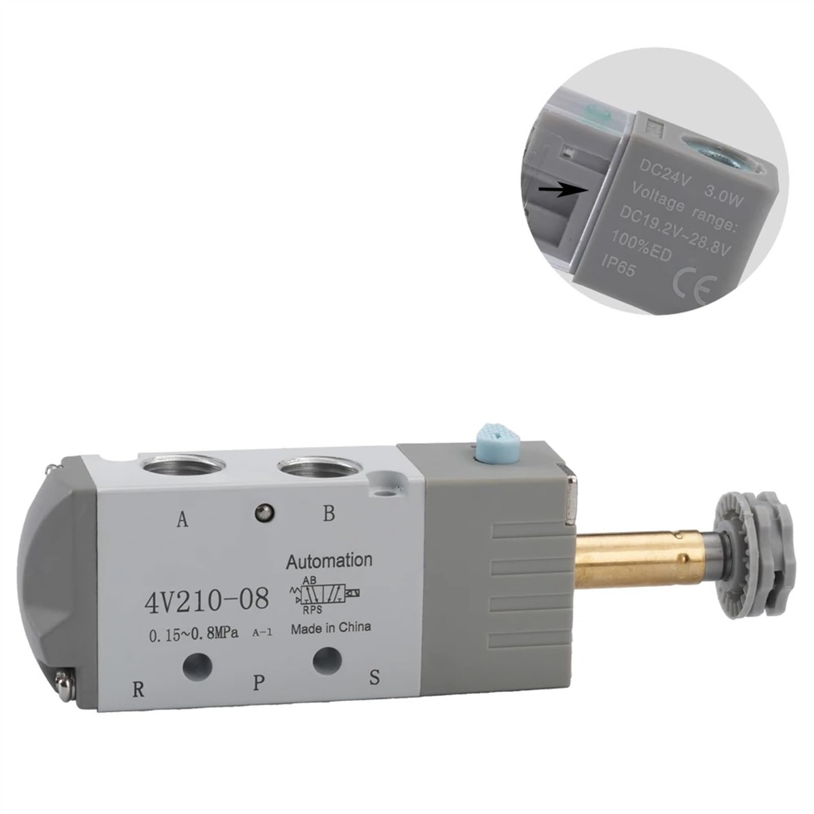 4V210-08 Zawór sterujący pneumatycznym elektromagnetycznym pneumatycznym przełącznik narzędzi pozycja 2-drożny 5 portów G1/4 4V21008 DC24V 24V AC220V (110V AC)
