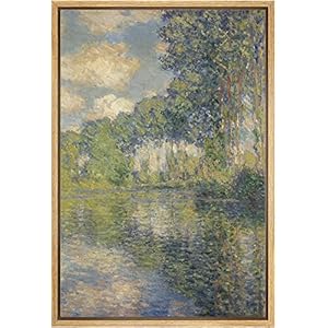wall26 Framed Canvas Print Wall Art Verdant Forest Landscape Claude Monet Classical Illustrations Fine Art Decorative Vintage Watercolors Pastel Zen for Living Room, Bedroom, Office – 16″x24″ Natural