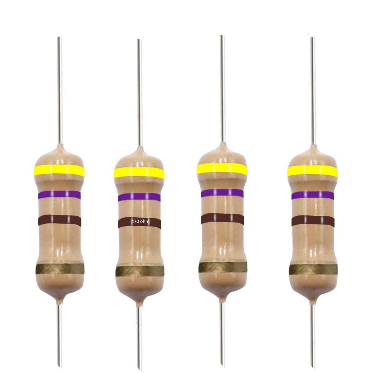 California JOS 470 Ohm Carbon Film Single Fixed Resistor 1/2 W (0.5 Watts) 5% Tolerance, (470 R, 470 ohm, 470 Ω) Resistor (10 PCS)