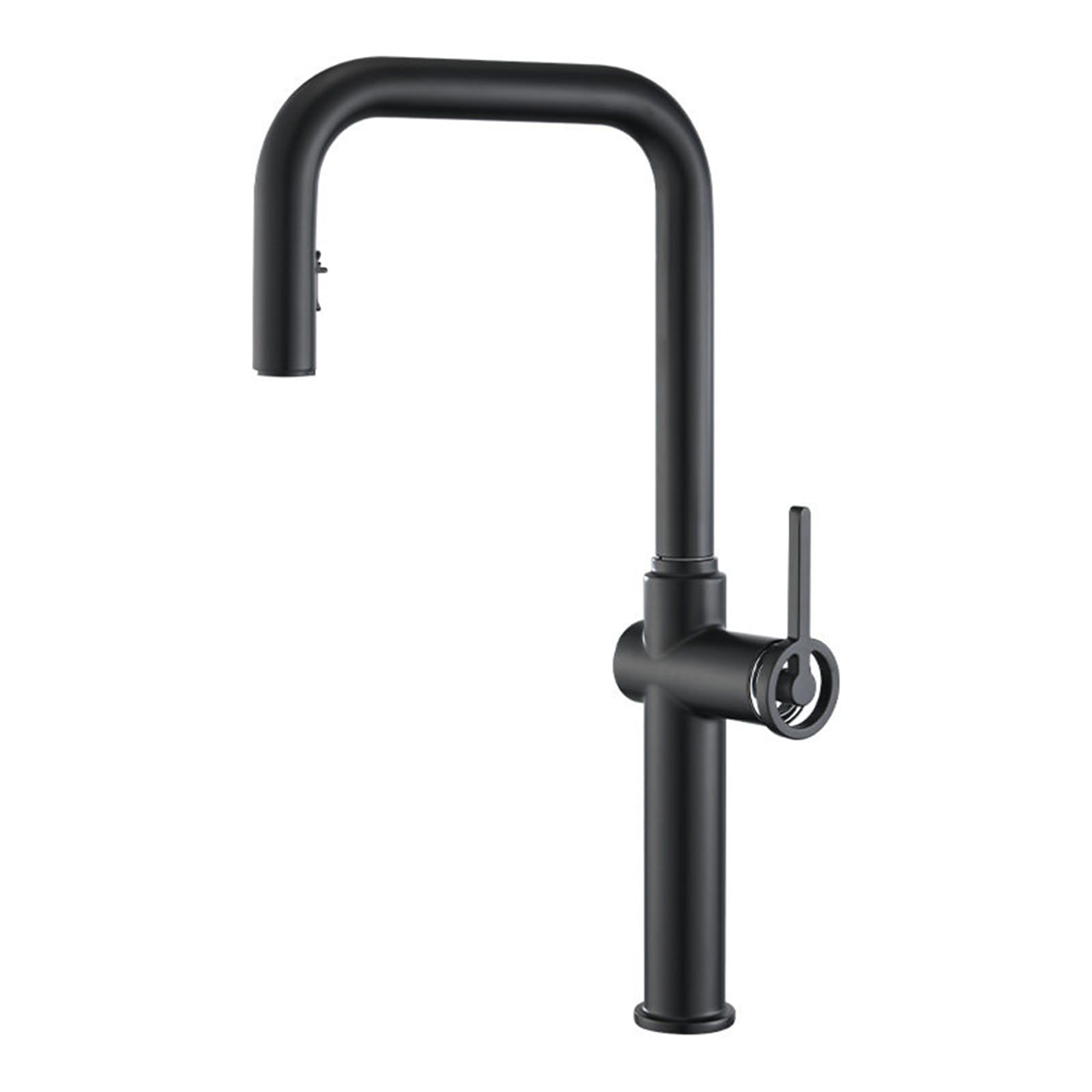 ZYCHSJXA Kitchen Mixer Tap with Pull Out Spray Single Handle Hot and Cold Water Swivel Taps Brass-Black