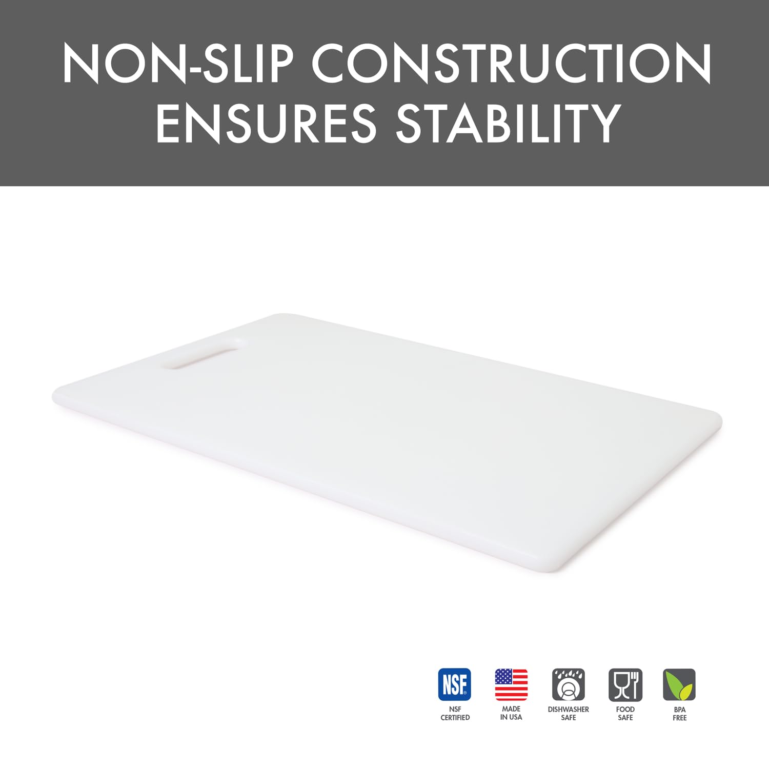 Dexas NSF Polysafe deska do krojenia z uchwytem, 24 na 38 cm, biała