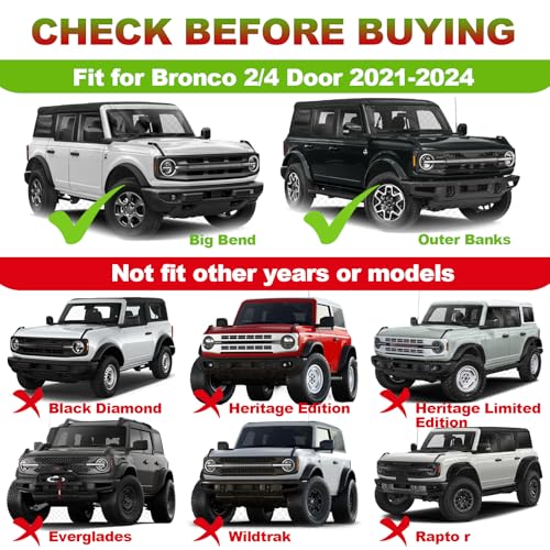 Image of LED Grille Lights for Ford Bronco 2024 2021 2022 2023 Front Grill Inserts Light Snap-on Lamps Fits for Big Ben-d Outer Bank Accessories 2-4 Door (White Lights, 6PCS)