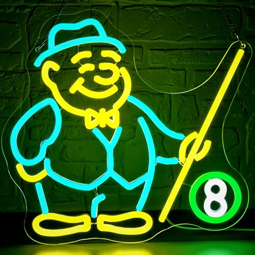 Billiard Neon Sign Dimmable LED Pool Table Wall Light for