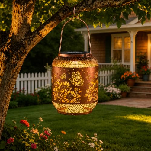 Image of Butterfly Solar Lantern Outdoor Hanging Solar Garden Light Gifts for Women