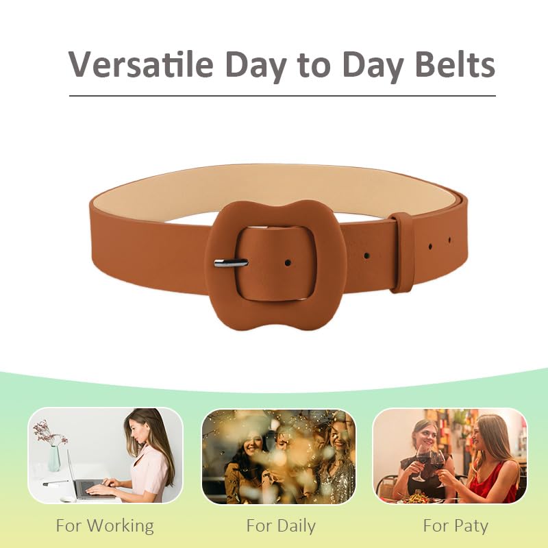 Boho Western Wide Belts for Women Y2k Cowgirl Vintage Belt for Dress Skirts Thick Chunky Fashion 2000s Belt for Women Boho Southwestern Waist Belts for Dresses Jeans Vintage Style4