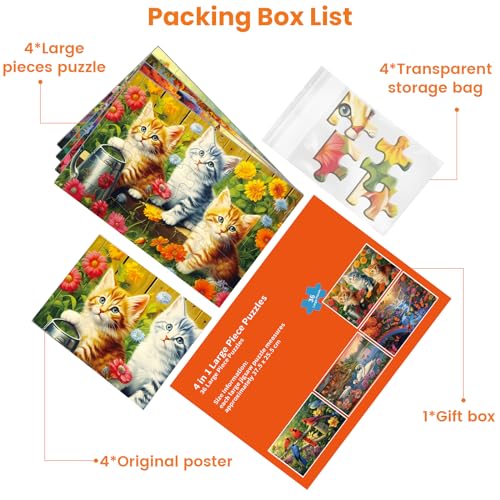 4 Packs 36 Large Piece Puzzle for Seniors - Dementia Puzzles for Elderly Adults,Alzheimer’s Puzzles Memory Cognitive Games for Elderly Seniors with 4 Storage Bags - Image 5