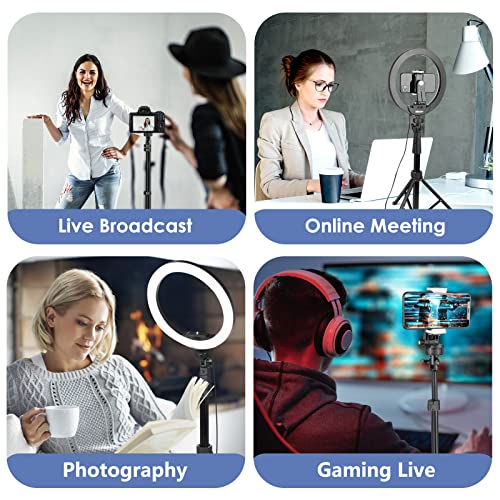Image of UBeesize 8'' LED Ring Light with 62'' Tripod Stand, Selfie Ring Light for Video Recording, Live Streaming, TikTok & YouTube, Compatible with iPhone & Android (Black)