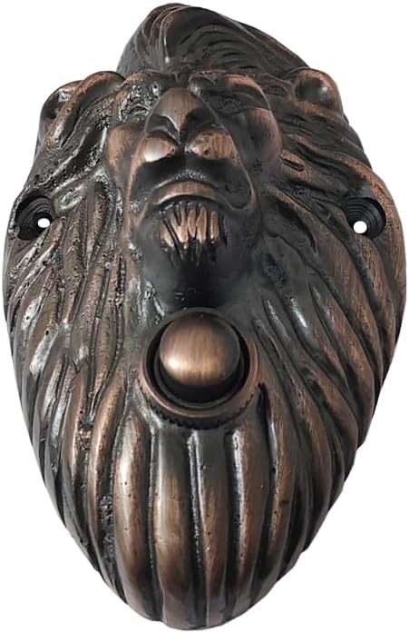 Shristy Hardware "Lion Face" Decorative Brass Bell Push Or Push Button – (Pack of 1 Antique Copper Finish)