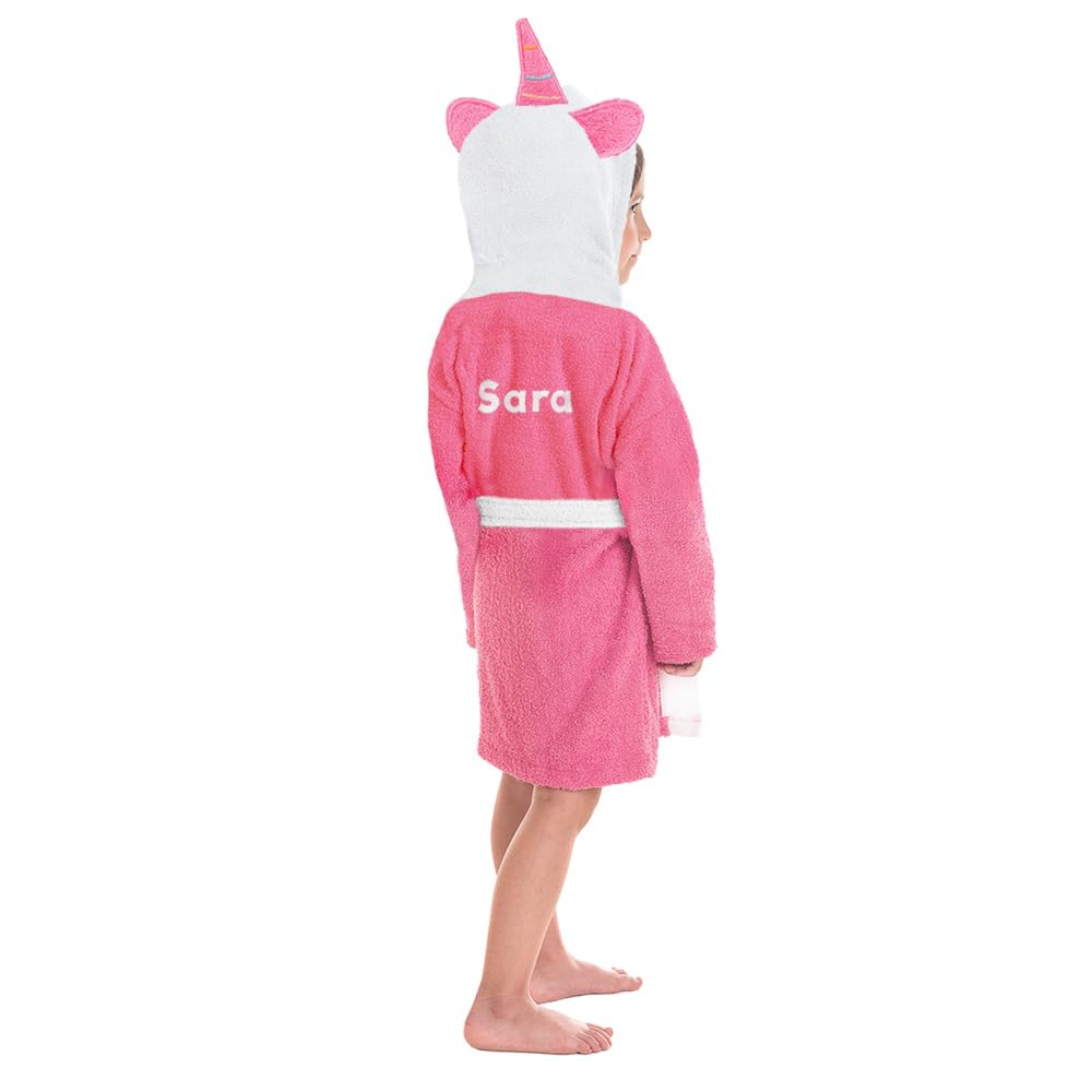 Albornoz Infantil Personalizado con Nombre Bordado – 100% Algodón con Capucha – Bata de Baño para Niños y Niñas – Regalo Original para Cumpleaños y ocasiones especiales. Piscina y Playa. REGALOS TPMAS