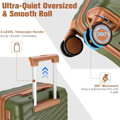 Image of Luggage Sets 3 Piece with Spinner Wheels, Lightweight PC Hardside Suitcase with TSA Lock & YKK Zippers, 20 Inch Carry On Luggage with Travel Bag for Men and Women, Pink