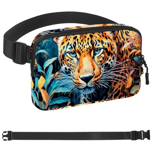 Sac banane de course à pied léopard unisexe avec taille réglable