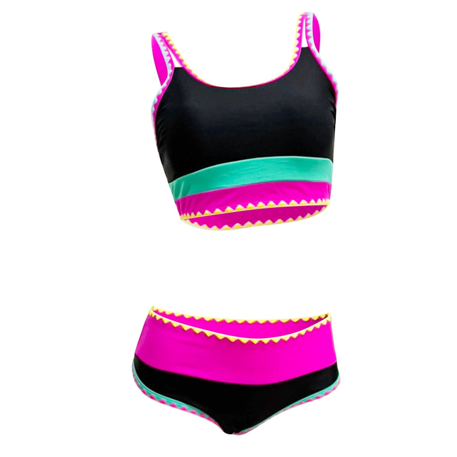 Generisch Costume da bagno in due pezzi bikini con motivo floreale e lacci laterali per l'estate