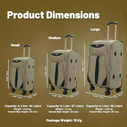 Image of AMERICAN TRAVELLER TourisForever Trolley Bag Set-3 | Durable Handle | Cabin Medium Large, Expandable Travel Suitcase, Heavy-Duty Nylon, 3 Digit Number Lock, 360 Lego Wheels, Durable Handle