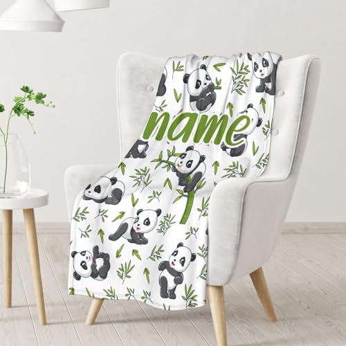 Mercuryelf Custom Panda Throw Blanket - Soft, Fuzzy & Warm - 30x40 Inches Small Blankets for Lap, Crib - White Aesthetic Throws Gift for Baby