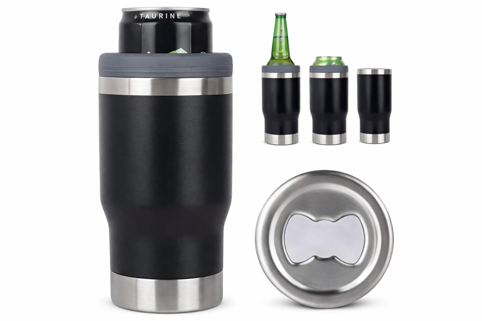 Copo Térmico 5 em 1 de Aço Inoxidável, 500ml, para Latas e Long Neck, com Tampa Vedada,