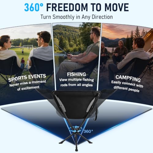 Silla de Camping Giratoria 360°, Asiento Plegable Portátil con Bolsa de Transporte miniatura 2