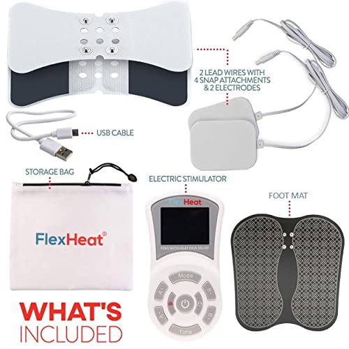 Flexheat Tens Ems Unit With Infrared Heat And Foot Massage - Fda Cleared - Tens Unit Muscle Stimulator Machine, Pain Relief Therapy For Back Pain, Nerve, Muscle And Bone Inflammation, Arthritis, Labor #TOP5