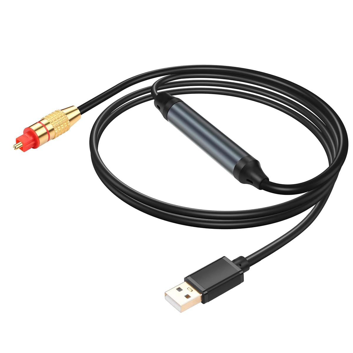 Sarini Adattatore audio ottico da USB A a fibra ottica, connettore SPDIF audio da 1,5 m/4,9 piedi, cavo convertitore audio femmina per computer, laptop, scatola audio ottica