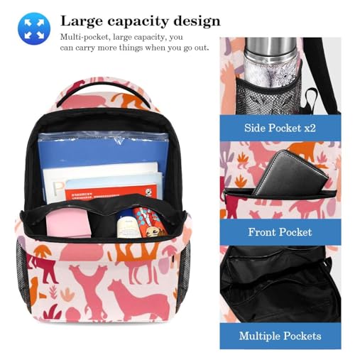 Sac à dos avec trousse rose et multicolore pour étudiants 40cm