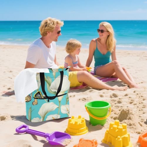 Sac fourre-tout réutilisable avec fermeture éclair bleu sarcelle papillon - 7