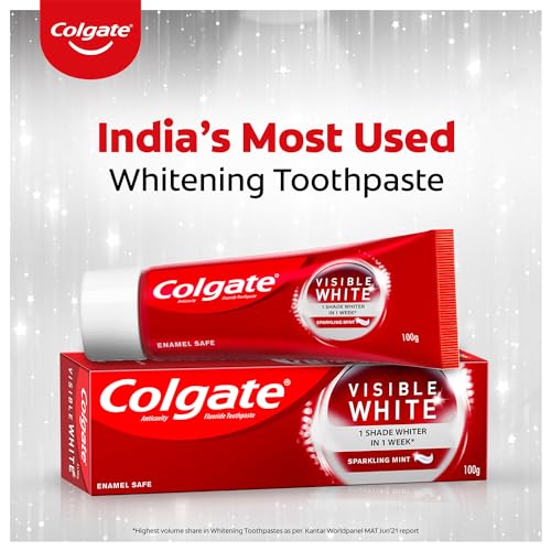 Colgate Visible White Toothpaste 200g (Combo Pack of 2 x 100g) Teeth Whitening Starts in 1 week, Safe on Enamel, Stain Removal and Minty Flavour... - Image 7