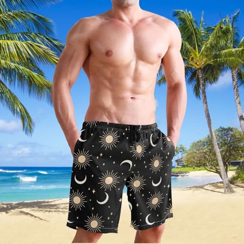 Men's Swim Trunks Sun and Moon Board Shorts Quick Dry Swimsuit Swimwear Holiday Party Bathing Suit4