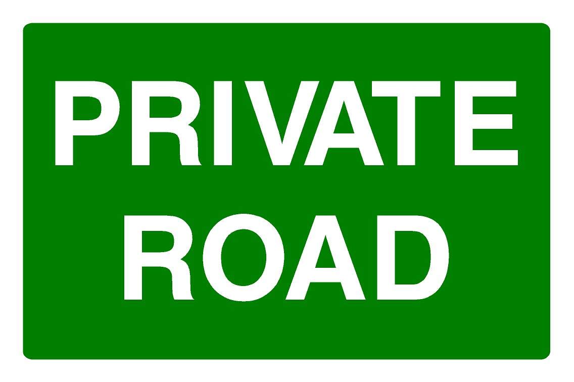Private Road Correx Safety Sign 300mm x 200mm. Green/White