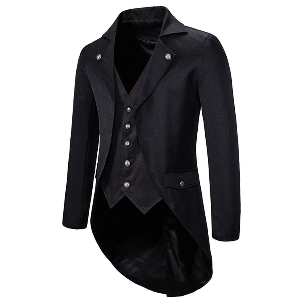 Sakko Herren Mantel Frack Jacke Gothic Gehrock Praty Outwear (Black, L)