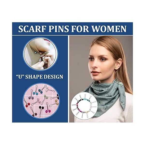 Hitopin 36PCS Hijab Pins, Scarf Pins, Muslim Scarf Brooch, Muslim Scarves Pins, U Hijab Pins,Colorful Pearl Pins, for Women Headscarf Scarf Accessories (10 Colors) - Image 4