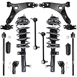 Detroit Axle - Front End 12pc Suspension Kit for 2000-2004 Ford Focus 2001 2002 2003, 2 Ready Struts, 2 Lower Control Arms Ball Joints, 4 Inner & Outer Tie Rods, 2 Sway Bar Links, 2 Boots Replacement