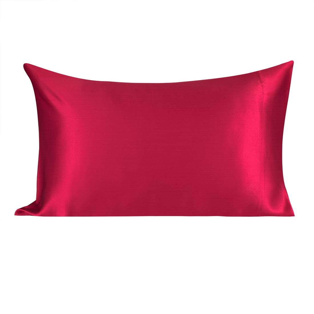 PiccoCasa Funda de almohada de seda para cabello y piel, a ambos lados, 100% seda, fundas de almohada suaves, transpirables, sedosas, fundas de almohada para mujer, color burdeos (50,8 x 76,2 cm)