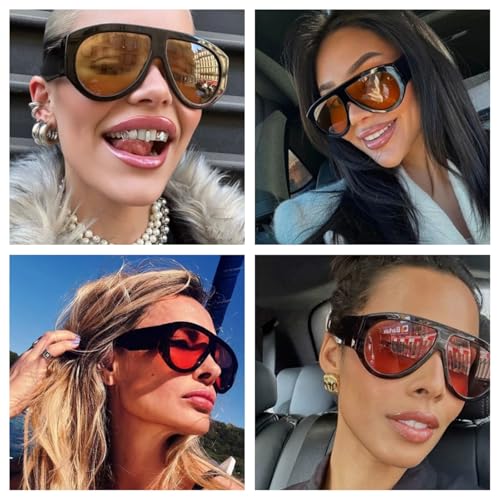 LASPOR Oversized Retro Aviator Sunglasses for Women Men Vintage 70s Thick Classic Sun Glasses3