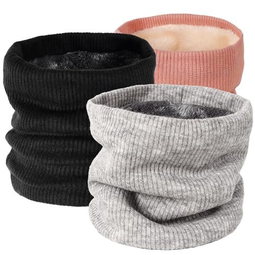 Votoko 3 Stück Unisex Loop Schal Damen Herren, Thermal Fleece Winter Schlauchschal Damen, Halswärmer Halstuch Schal Herren Nackenwärmer für Outdoor Aktivitäten Winddichte...