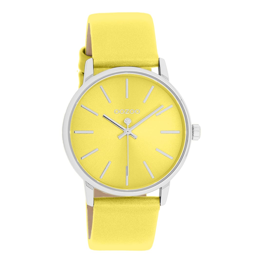 OOZOO Timepieces Damen Uhr Gelb – Armbanduhr Damen mit Lederarmband – C11462