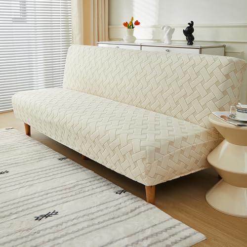 SUIOKPO Housse De Canapé sans Accoudoir Housse Clic Clac Extensible Jacquard Extensible Imperméable Universel Antidérapant Housse Protection pour Futon sans...