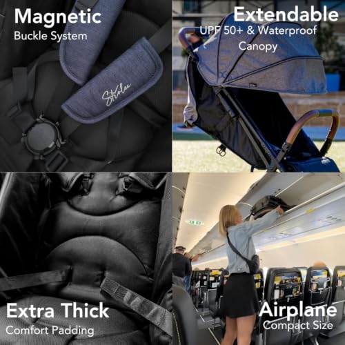 Image of Strolee Lightweight Baby & Toddler Stroller, Ultra Compact, Airplane-Friendly Travel Stroller, One-Handed Fold, Near Flat Recline, X-L Canopy & Parent Cup Holder -LinQ (Fawn)