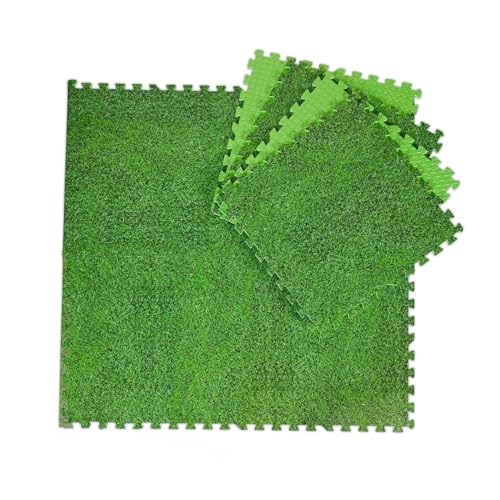 Avilia Set 8 Piastrelle Prato Finto 3D Antiscivolo da Esterno 50x50 cm - Installazione Rapida, Ideali per Giardini, Piscine, Spazi Esterni
